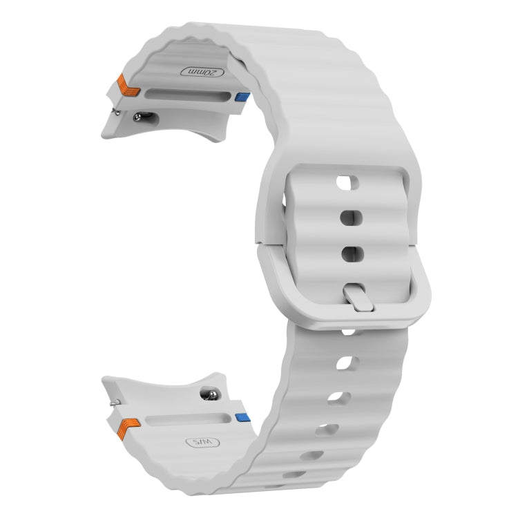 For Samsung Galaxy Watch 6 40 / 44mm Wave Pattern Stitched Silicone Watch Band(Light Gray) - free shipping - PMC TechLife - Order now!