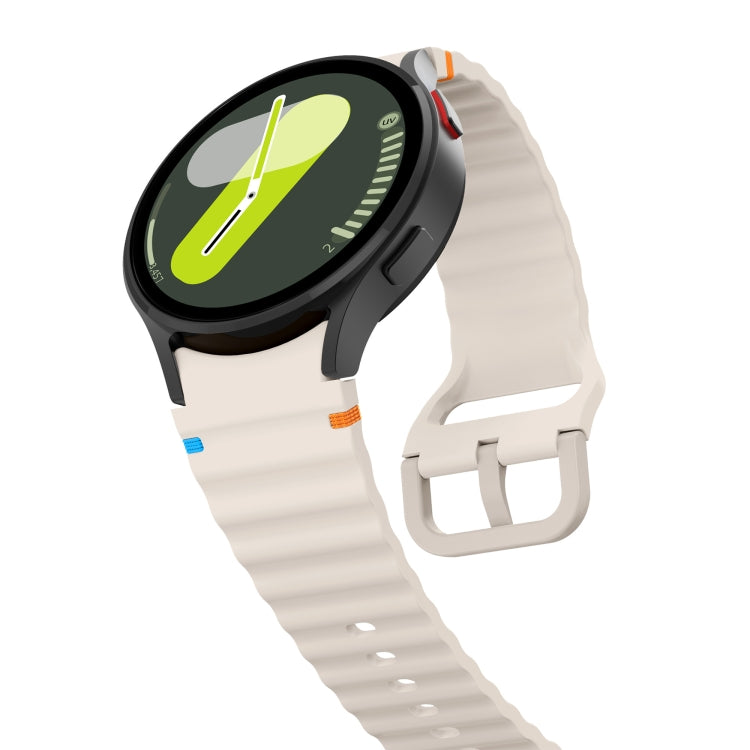 For Samsung Galaxy Watch 6 40 / 44mm Wave Pattern Stitched Silicone Watch Band(Starlight) - free shipping - PMC TechLife - Order now!