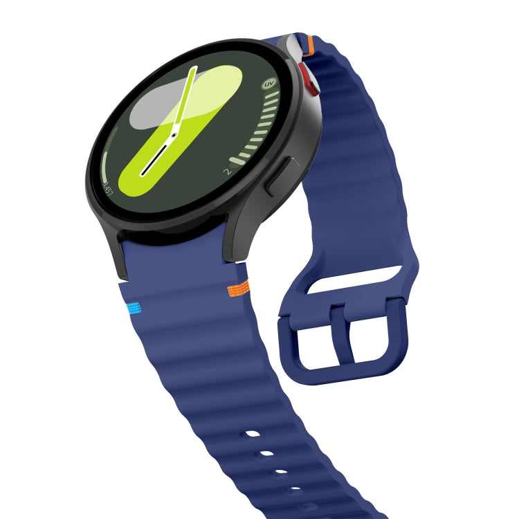 For Samsung Galaxy Watch 5 40 / 44mm Wave Pattern Stitched Silicone Watch Band(Dark Blue) - free shipping - PMC TechLife - Order now!