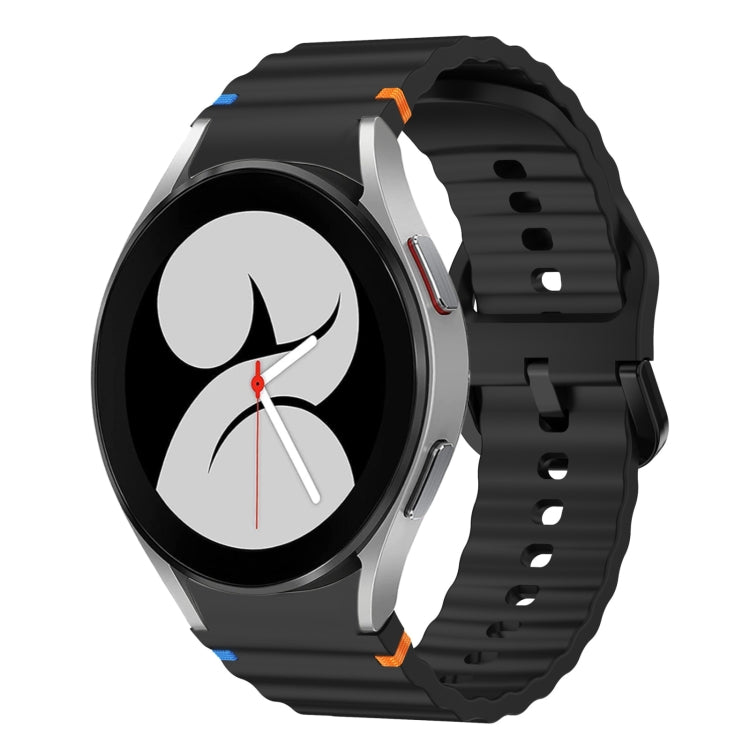 For Samsung Galaxy Watch 4 40 / 44mm Wave Pattern Stitched Silicone Watch Band(Black) - free shipping - PMC TechLife - Order now!