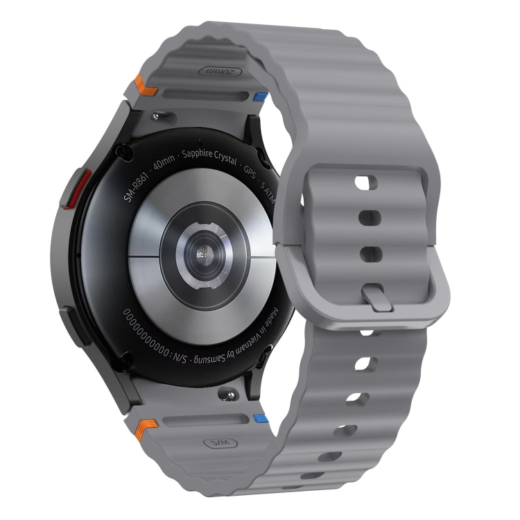For Samsung Galaxy Watch 4 40 / 44mm Wave Pattern Stitched Silicone Watch Band(Dark Gray) - free shipping - PMC TechLife - Order now!