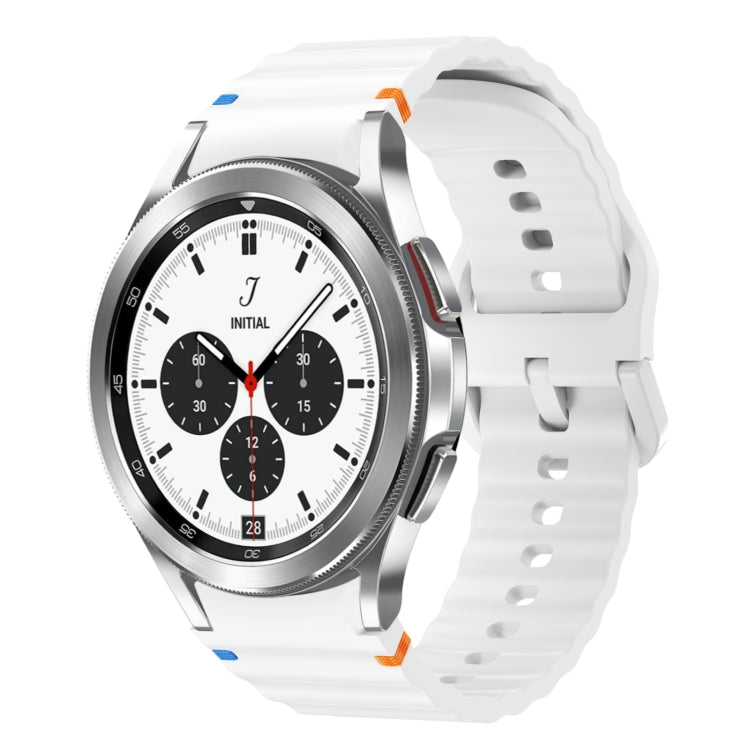 For Samsung Galaxy Watch 4 Classic 42 / 46mm Wave Pattern Stitched Silicone Watch Band(White) - free shipping - PMC TechLife - Order now!