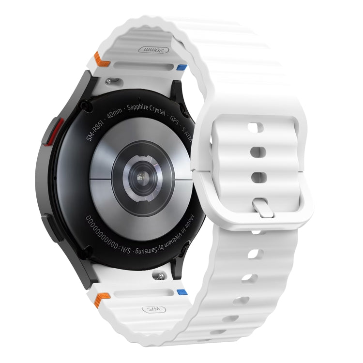 For Samsung Galaxy Watch 4 Classic 42 / 46mm Wave Pattern Stitched Silicone Watch Band(White) - free shipping - PMC TechLife - Order now!