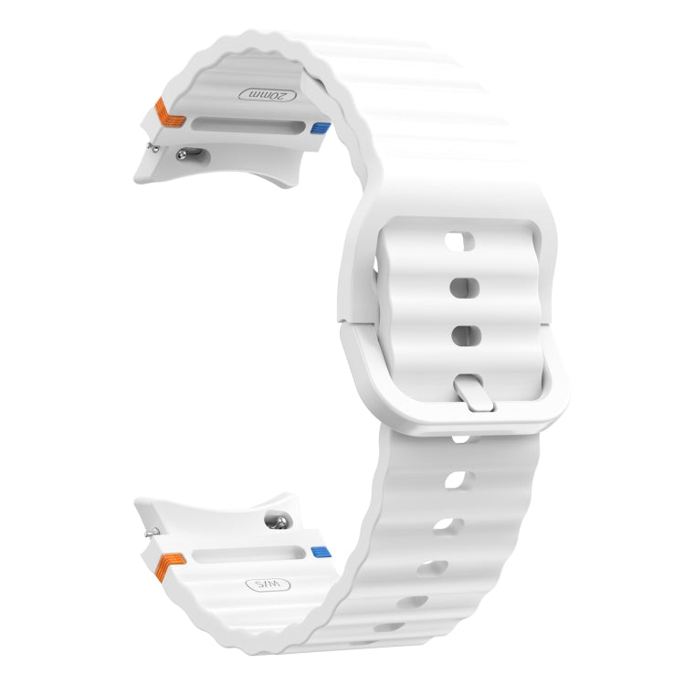 For Samsung Galaxy Watch 4 Classic 42 / 46mm Wave Pattern Stitched Silicone Watch Band(White) - free shipping - PMC TechLife - Order now!