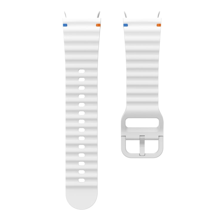 For Samsung Galaxy Watch 4 Classic 42 / 46mm Wave Pattern Stitched Silicone Watch Band(White) - free shipping - PMC TechLife - Order now!