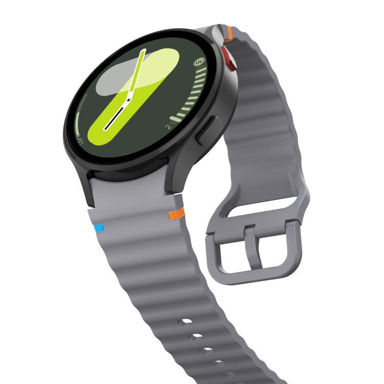 For Samsung Galaxy Watch 4 Classic 42 / 46mm Wave Pattern Stitched Silicone Watch Band(Dark Gray) - free shipping - PMC TechLife - Order now!