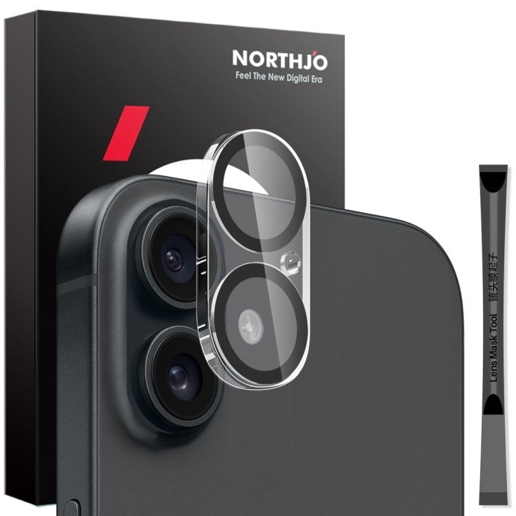 For iPhone 16 / 16 Plus NORTHJO Camera Lens Protector 3D Night Shot Tempered Glass Film(Black) - iPhone 16 Plus Tempered Glass by NORTHJO | Online Shopping South Africa | PMC TechLife | Buy Now Pay Later Mobicred