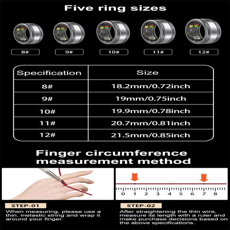 R18 SIZE 9 Smart Ring, Support Heart Rate / Blood Oxygen / Sleep/ Multiple Sports Modes(Gold) - Smart Rings / Smart Telephones by PMC TechLife | Online Shopping South Africa | PMC TechLife | Buy Now Pay Later Mobicred