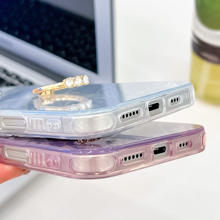For iPhone 16 Plating Glitter Texture Ring Holder TPU Phone Case with Lens Film(White Tinfoil Texture) - iPhone 16 Cases by PMC TechLife | Online Shopping South Africa | PMC TechLife | Buy Now Pay Later Mobicred