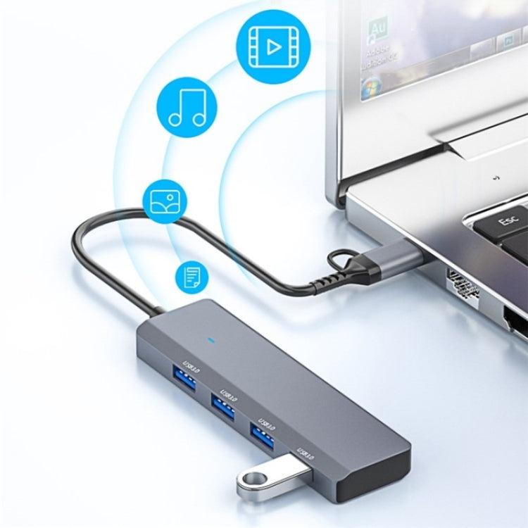 ADS-305D USB / Type-C to USB3.0 4-Ports USB HUB Computer Laptop Adapter Docking Station - USB 3.0 HUB by PMC Jewellery | Online Shopping South Africa | PMC Jewellery | Buy Now Pay Later Mobicred