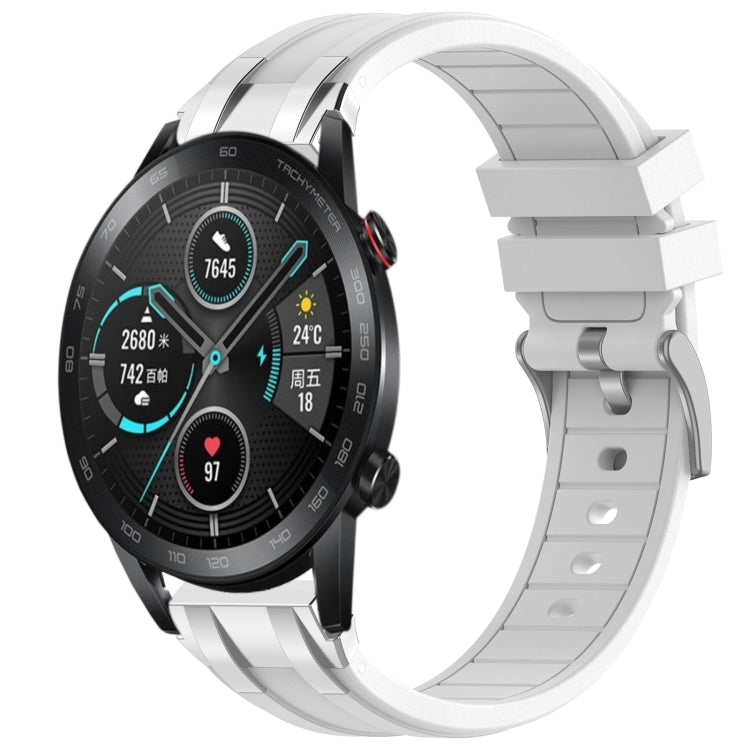 For Honor Magic Watch 2 42mm 20mm Quick Release Silver Buckle Royal Silicone Watch Band(White) - free shipping - PMC TechLife - Order now!