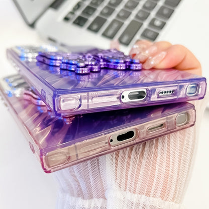 For Samsung Galaxy S25 5G Plating Glitter Texture Butterfly Holder TPU Phone Case with Lens Film(Purple Wrinkles) - Galaxy S25 5G Cases by PMC Jewellery | Online Shopping South Africa | PMC Jewellery | Buy Now Pay Later Mobicred