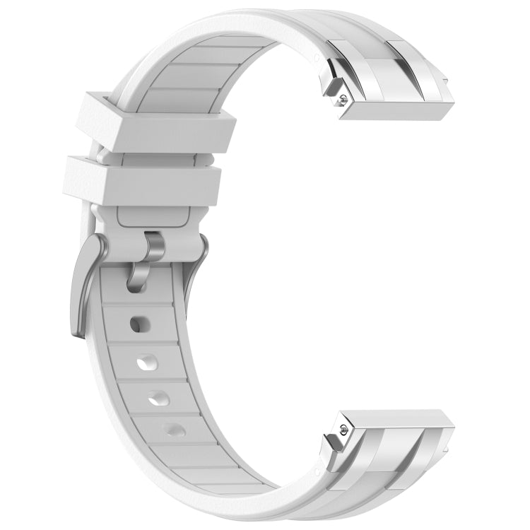 For Garmin Forerunner 255 22mm Quick Release Silver Buckle Royal Silicone Watch Band(White) - free shipping - PMC TechLife - Order now!