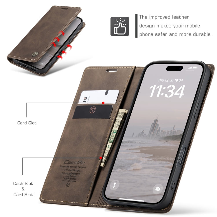 For iPhone 16 Pro CaseMe 013 Multifunctional Horizontal Flip Leather Phone Case(Coffee) - iPhone 16 Pro Cases by CaseMe | Online Shopping South Africa | PMC Jewellery | Buy Now Pay Later Mobicred