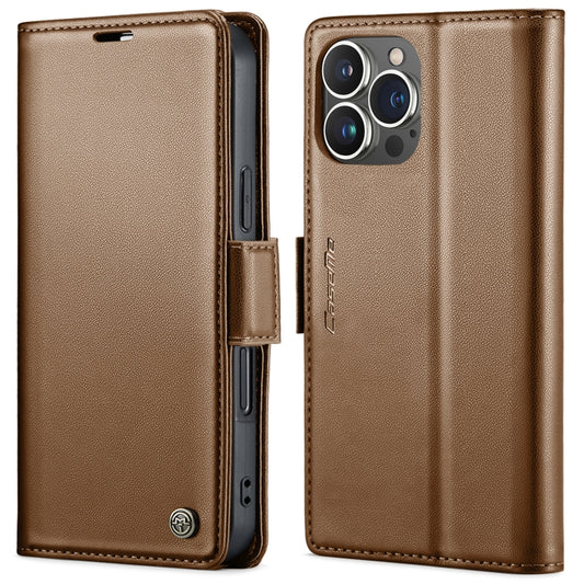 For iPhone 16 Pro CaseMe 023 Butterfly Buckle Litchi Texture RFID Anti-theft Leather Phone Case(Brown) - iPhone 16 Pro Cases by CaseMe | Online Shopping South Africa | PMC Jewellery | Buy Now Pay Later Mobicred