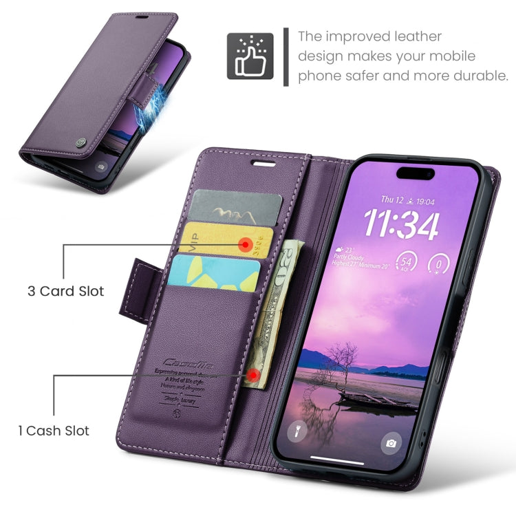 For iPhone 16 Plus CaseMe 023 Butterfly Buckle Litchi Texture RFID Anti-theft Leather Phone Case(Purple) - iPhone 16 Plus Cases by CaseMe | Online Shopping South Africa | PMC Jewellery | Buy Now Pay Later Mobicred