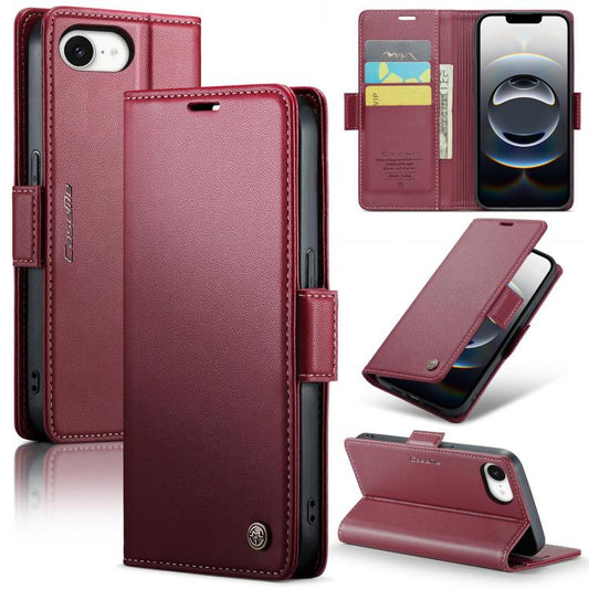 For iPhone 16e CaseMe 023 Butterfly Buckle Litchi Texture RFID Anti-theft Leather Phone Case(Red) - iPhone 16e Cases by CaseMe | Online Shopping South Africa | PMC Jewellery | Buy Now Pay Later Mobicred