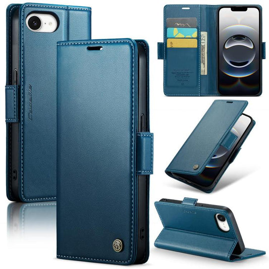 For iPhone 16e CaseMe 023 Butterfly Buckle Litchi Texture RFID Anti-theft Leather Phone Case(Blue) - iPhone 16e Cases by CaseMe | Online Shopping South Africa | PMC Jewellery | Buy Now Pay Later Mobicred