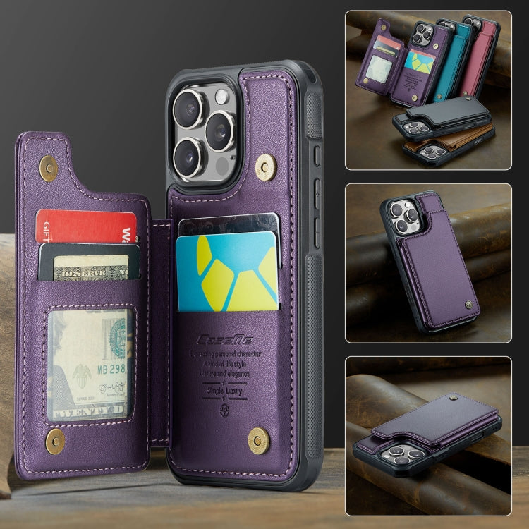 For iPhone 16 Pro CaseMe C22 Card Slots Holder RFID Anti-theft Phone Case(Purple) - iPhone 16 Pro Cases by CaseMe | Online Shopping South Africa | PMC Jewellery | Buy Now Pay Later Mobicred