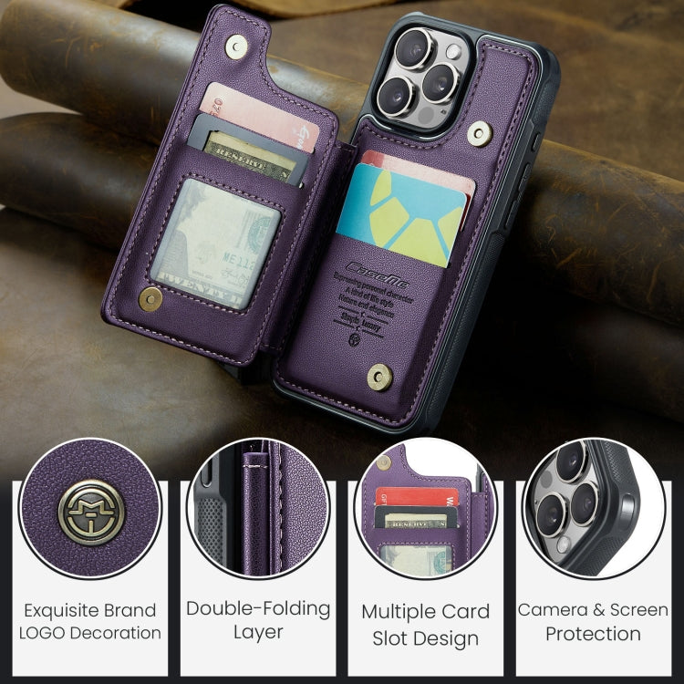 For iPhone 16 Pro CaseMe C22 Card Slots Holder RFID Anti-theft Phone Case(Purple) - iPhone 16 Pro Cases by CaseMe | Online Shopping South Africa | PMC Jewellery | Buy Now Pay Later Mobicred