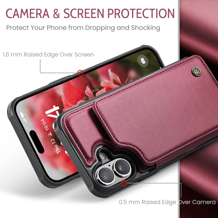 For iPhone 16 CaseMe C22 Card Slots Holder RFID Anti-theft Phone Case(Red) - free shipping - PMC Jewellery - Order now!