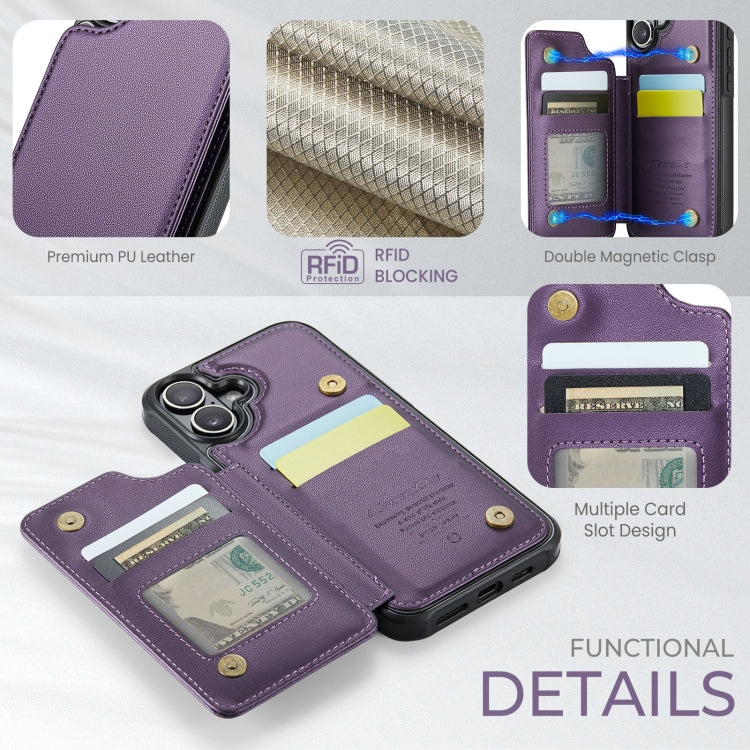 For iPhone 16 CaseMe C22 Card Slots Holder RFID Anti-theft Phone Case(Purple) - iPhone 16 Cases by CaseMe | Online Shopping South Africa | PMC Jewellery | Buy Now Pay Later Mobicred