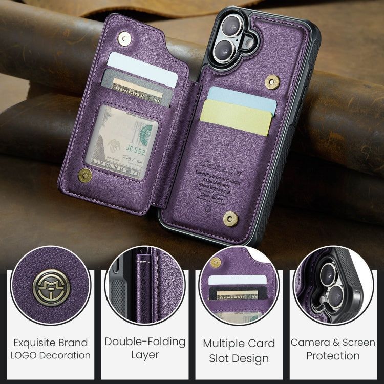 For iPhone 16 CaseMe C22 Card Slots Holder RFID Anti-theft Phone Case(Purple) - iPhone 16 Cases by CaseMe | Online Shopping South Africa | PMC Jewellery | Buy Now Pay Later Mobicred