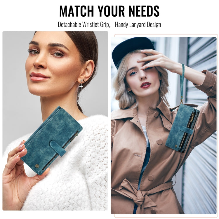 For iPhone 16 Pro Max CaseMe C30 Card Slots Zipper Wallet Leather Phone Case(Blue) - iPhone 16 Pro Max Cases by CaseMe | Online Shopping South Africa | PMC TechLife | Buy Now Pay Later Mobicred