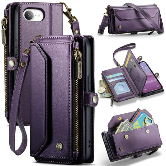 For iPhone 16e CaseMe C36 Card Slots Zipper Wallet RFID Anti-theft Leather Phone Case(Purple) - iPhone 16e Cases by CaseMe | Online Shopping South Africa | PMC Jewellery | Buy Now Pay Later Mobicred