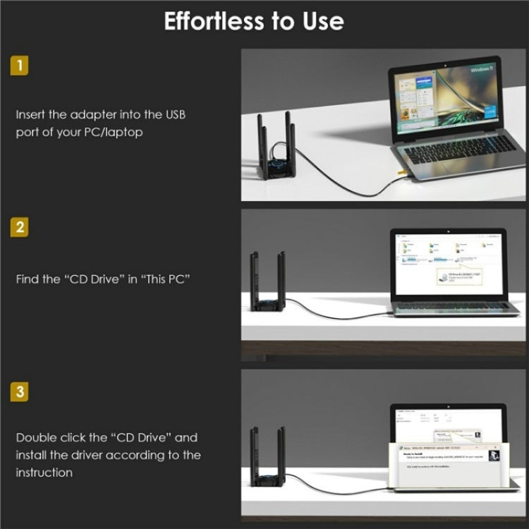 WAVLINK WN695X2 AX5400 USB WiFi 6 Dongle 4 Antennas Receiver Tri-Band Wireless Adapter - USB Network Adapter by WAVLINK | Online Shopping South Africa | PMC Jewellery | Buy Now Pay Later Mobicred