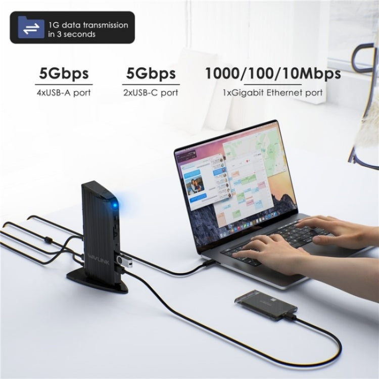 WAVLINK UG39PD1 13 in 1 Type-C Triple Monitors 4K HD Docking Station, Plug:EU Plug - free shipping - PMC TechLife - Order now!