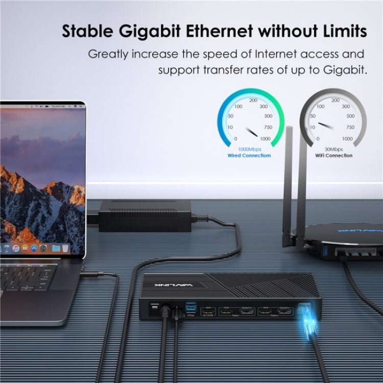 WAVLINK UG69PD25 Pro 100W PD Charging Triple 4K Display Laptop Docking Station, Plug:AU Plug - free shipping - PMc TechLife - Order now!