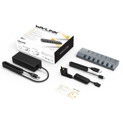 WAVLINK UH3076 5Gbps 7-port USB 3.0 Hub with Independent Switch and LED Indicator(EU Plug) - USB 3.0 HUB by WAVLINK | Online Shopping South Africa | PMC Jewellery | Buy Now Pay Later Mobicred