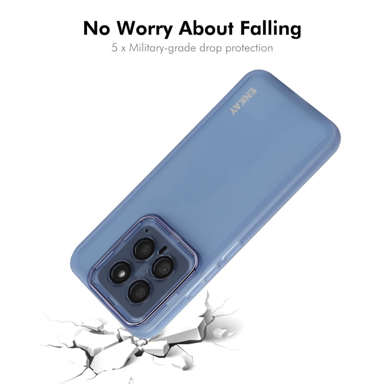 For Xiaomi 14 Pro ENKAY Hat-Prince Translucent Matte TPU Phone Case with Lens Film(Blue) - 14 Pro Cases by ENKAY | Online Shopping South Africa | PMC Jewellery | Buy Now Pay Later Mobicred