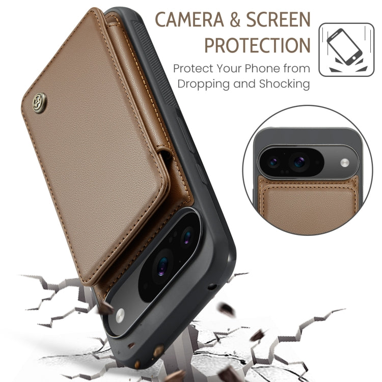 For Google Pixel 9 / 9 Pro CaseMe C22 Card Slots Holder RFID Anti-theft Phone Case(Brown) - Google Cases by CaseMe | Online Shopping South Africa | PMC Jewellery | Buy Now Pay Later Mobicred