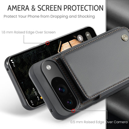 For Google Pixel 9 / 9 Pro CaseMe C22 Card Slots Holder RFID Anti-theft Phone Case(Black) - Google Cases by CaseMe | Online Shopping South Africa | PMC Jewellery | Buy Now Pay Later Mobicred