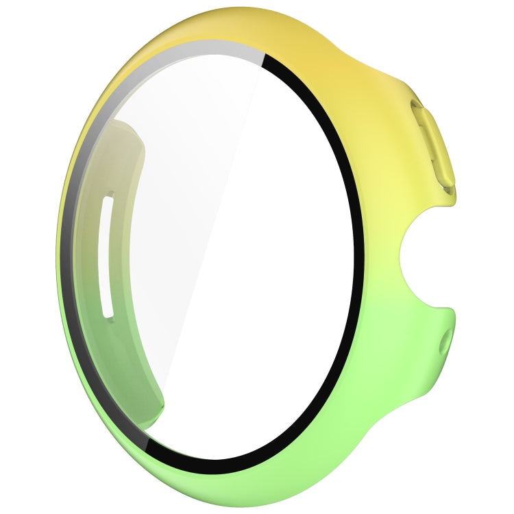 For Google Pixel Watch 3 45mm PC + Tempered Film Integrated Watch Protective Case(Yellow+Green) - Watch Cases by PMC TechLife | Online Shopping South Africa | PMC TechLife | Buy Now Pay Later Mobicred