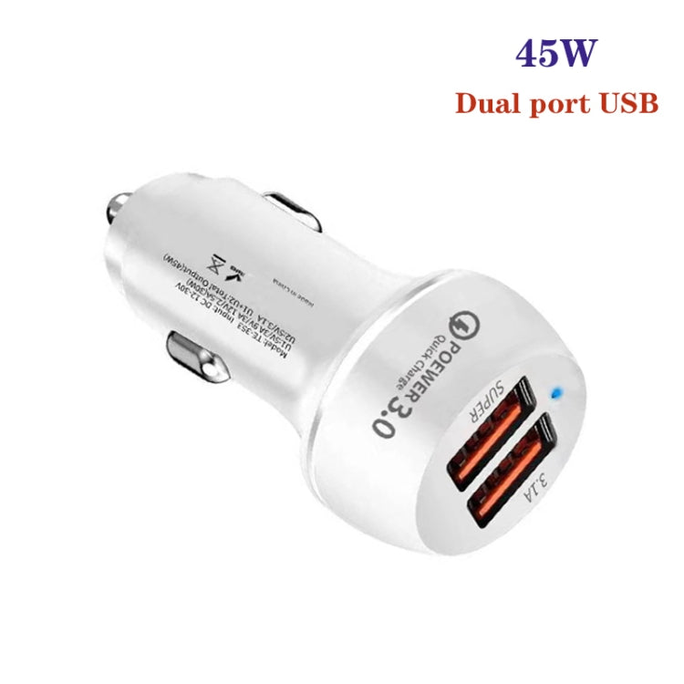 45W USB QC3.0 30W + USB 2.0 Fully Compatible Car Charger(White) - Car Charger by PMC Jewellery | Online Shopping South Africa | PMC Jewellery | Buy Now Pay Later Mobicred