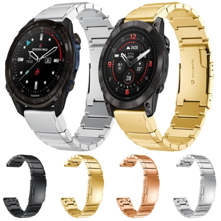 For Garmin Instinct 2X Solar Tortoise Shell 26mm Stainless Steel Watch Band(Gold) - free shipping - PMC TechLife - Order now!