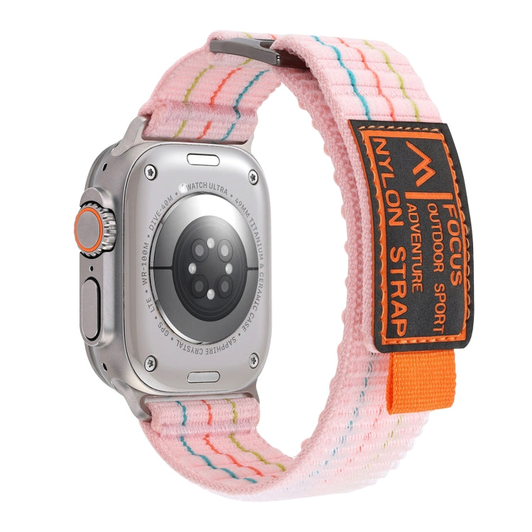 For Apple Watch Ultra 49mm Two Sections Nylon Hook and Loop Fastener Watch Band(Sakura Pink) - Watch Bands by PMC Jewellery | Online Shopping South Africa | PMC Jewellery | Buy Now Pay Later Mobicred