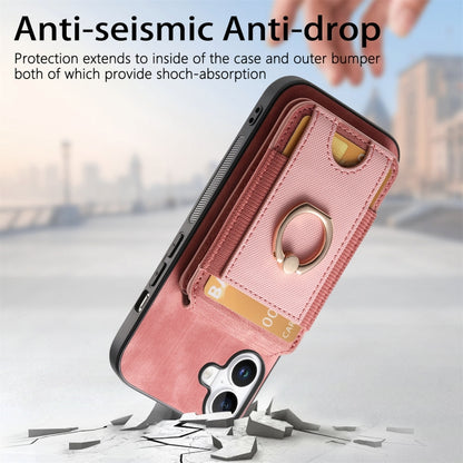 For iPhone 16 Retro Splitable Magnetic Stand Card Bag Leather Phone Case(Pink) - iPhone 16 Cases by PMC Jewellery | Online Shopping South Africa | PMC Jewellery | Buy Now Pay Later Mobicred