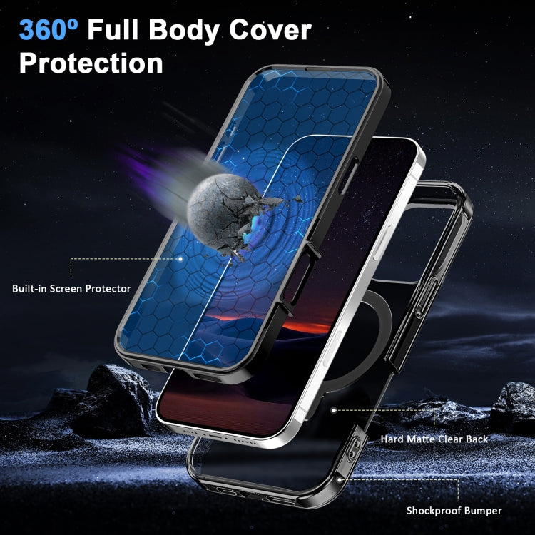 For iPhone 16 Pro Max Frosted Skin Feel MagSafe Holder 360 Full Body Phone Case(Black) - iPhone 16 Pro Max Cases by PMC Jewellery | Online Shopping South Africa | PMC Jewellery | Buy Now Pay Later Mobicred