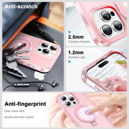 For iPhone 16 Pro Frosted Skin Feel MagSafe Holder 360 Full Body Phone Case(Pink) - iPhone 16 Pro Cases by PMC Jewellery | Online Shopping South Africa | PMC Jewellery | Buy Now Pay Later Mobicred