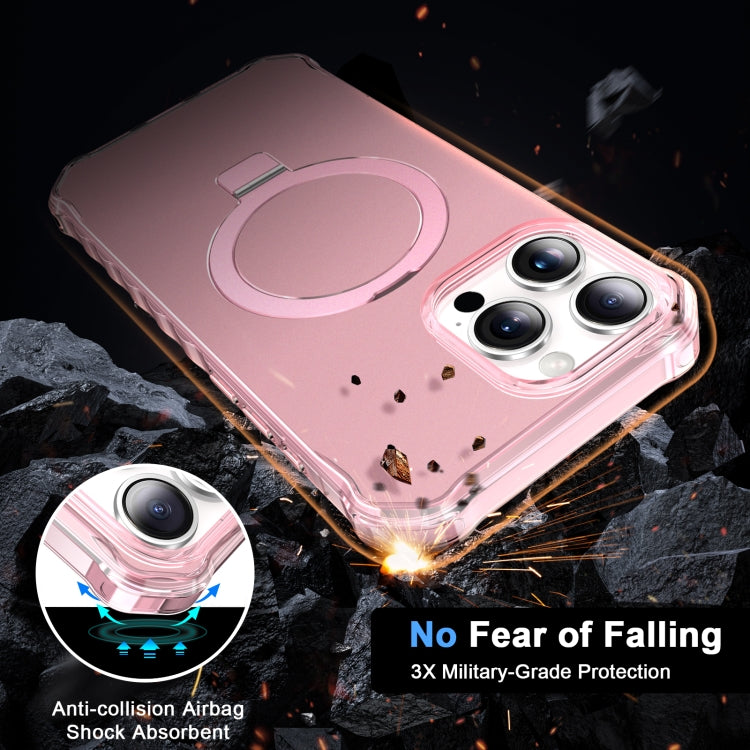 For iPhone 16 Pro Max Solid Color Wave MagSafe Holder Phone Case(Pink) - iPhone 16 Pro Max Cases by PMC Jewellery | Online Shopping South Africa | PMC Jewellery | Buy Now Pay Later Mobicred