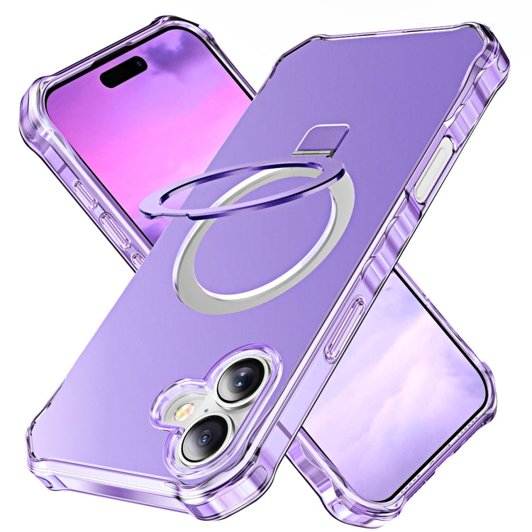 For iPhone 16 Plus Solid Color Wave MagSafe Holder Phone Case(Purple) - free shipping - PMC Jewellery - Order now!