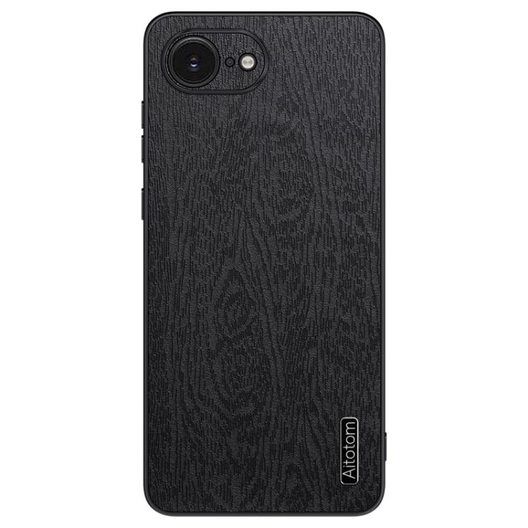 For iPhone 16e Tree Bark Leather Shockproof Phone Case(Black) - iPhone 16e Cases by PMC TechLife | Online Shopping South Africa | PMC TechLife | Buy Now Pay Later Mobicred
