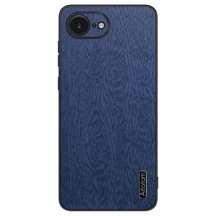 For iPhone 16e Tree Bark Leather Shockproof Phone Case(Blue) - iPhone 16e Cases by PMC TechLife | Online Shopping South Africa | PMC TechLife | Buy Now Pay Later Mobicred