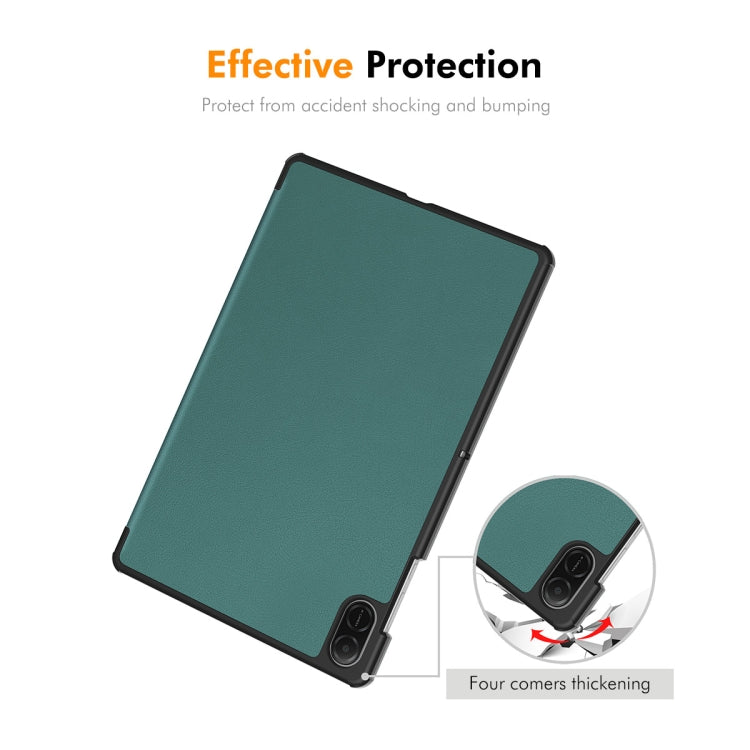 For Honor Pad X8a 11 ENKAY Tri-fold Custer Texture Leather Protective Tablet Case(Black) - Honor by ENKAY | Online Shopping South Africa | PMC TechLife | Buy Now Pay Later Mobicred