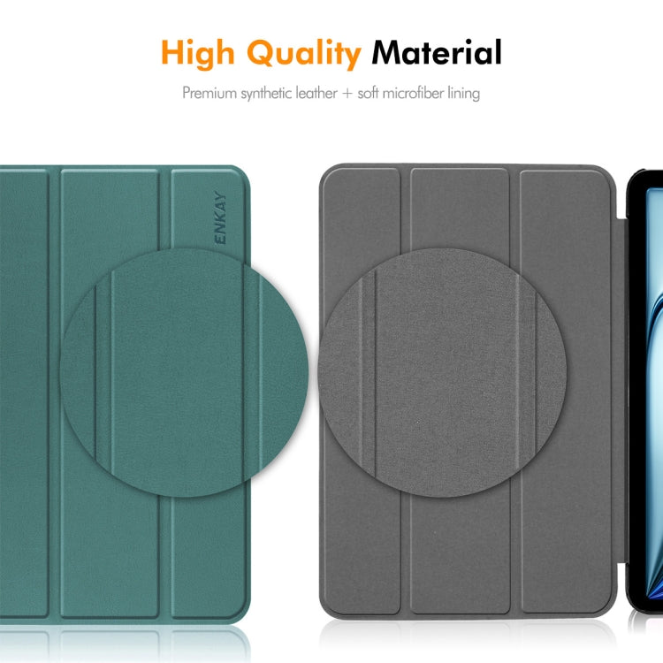 For Honor Pad X8a 11 ENKAY Tri-fold Custer Texture Leather Protective Tablet Case(Grey) - Honor by ENKAY | Online Shopping South Africa | PMC TechLife | Buy Now Pay Later Mobicred