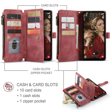 For Samsung Galaxy S24 FE 5G CaseMe C30 Card Slots Zipper Wallet Leather Phone Case(Red) - Galaxy S24 FE 5G Cases by CaseMe | Online Shopping South Africa | PMC Jewellery | Buy Now Pay Later Mobicred